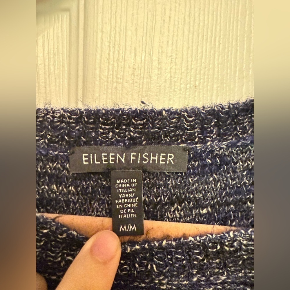 Eileen Fisher Women’s Navy Blue Pullover Sweater  Size M Italian Yarn - Picture 2 of 5